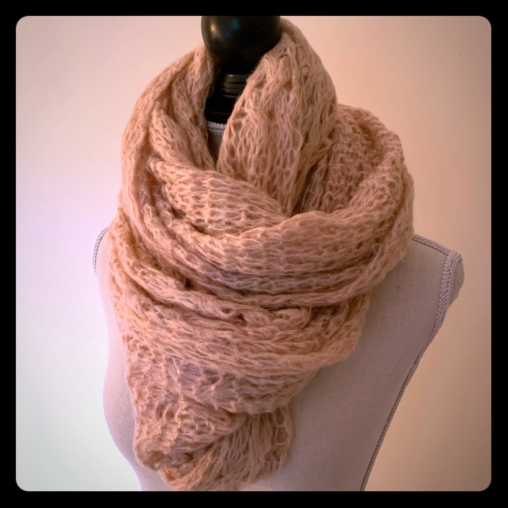 River Island (UK) oversized pink/salmon scarf.